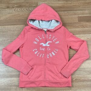 Womens Sherpa Lined Hollister Hoodie / Full Zip / Size Large